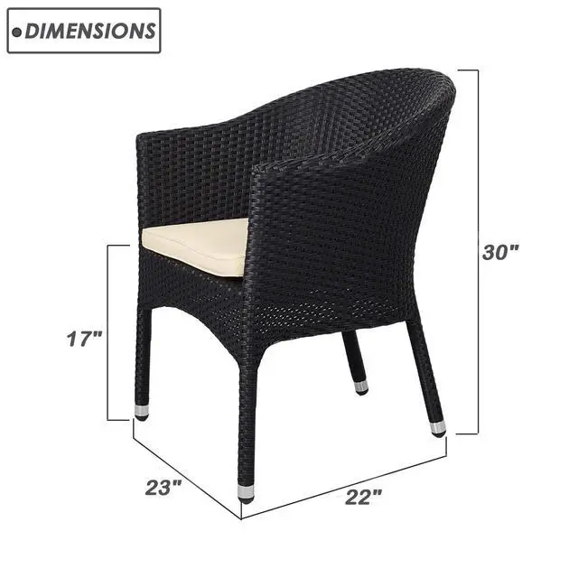 Alt view image 3 of 6 - Wicker Chair Patio Dining Chairs Outdoor Garden Lawn Wicker with Soft Cushion,Wicker Arm Chairs,Rattan Plastic Chairs,Home Furniture Stackable Rattan Dining Chair,Black