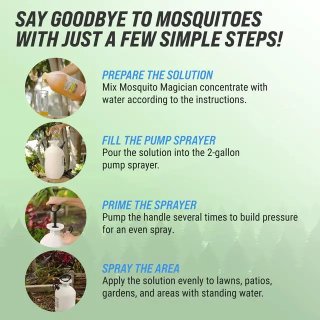 Alt view image 3 of 6 - 1 Gallon Liquid Concentrate with a 2 Gallon Pump Up Sprayer - User-Friendly - Ideal for Yards, Lawns, Patios - Kills Mosquitoes, Fleas, Fire Ants - Includes 6 Natural Essential Oils