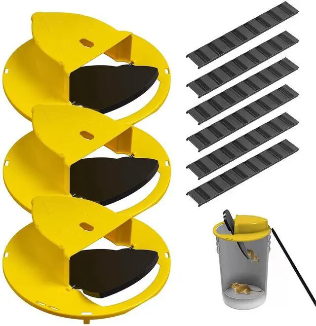 Main image of Mouse Trap Bucket Flip Lid,Mouse Rat Trap Bucket Lid,Auto Reset Multi Catch Humane Rat Trap for Indoor Outdoor | 5 Gallon Bucket Compatible | Mice Mouse Trap Bucket Lid (3Pack), BS-3