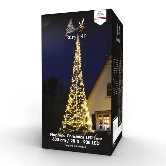 Alt view image 6 of 6 - Flagpole LED Christmas Tree - Outdoor Christmas Decorations - Warm White - 900 LED Tree - 20ft - Suitable for Existing Flagpoles