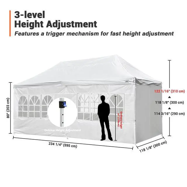 Alt view image 6 of 6 - 10X20ft Tents for Parties Pop Up Canopy with Sidewalls Wedding Tent for Outdoor Backyard Party Heavy Duty Ez Up Canopy Walls with Windows Waterproof