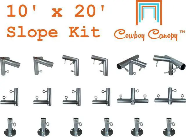 Alt view image 3 of 6 - 10' x 20' Slope, Lean-to Canopy Fittings Kits, DIY Metal Carport Frame Parts, 1" EMT