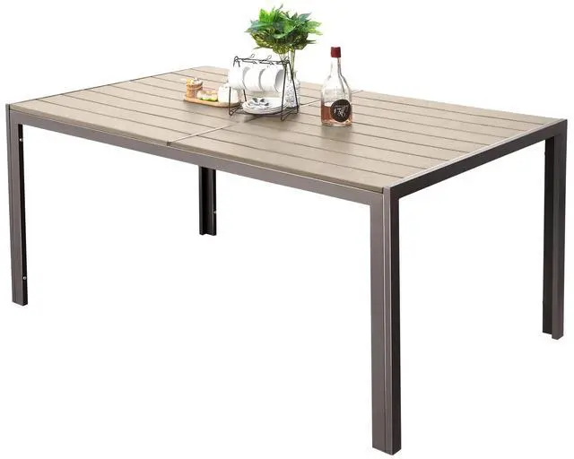 Main image of Patio Dining Table for 6 Outdoor Patio Table 59" x 35" Weather-Resistant Rectangular Table for Deck, Garden, Backyard