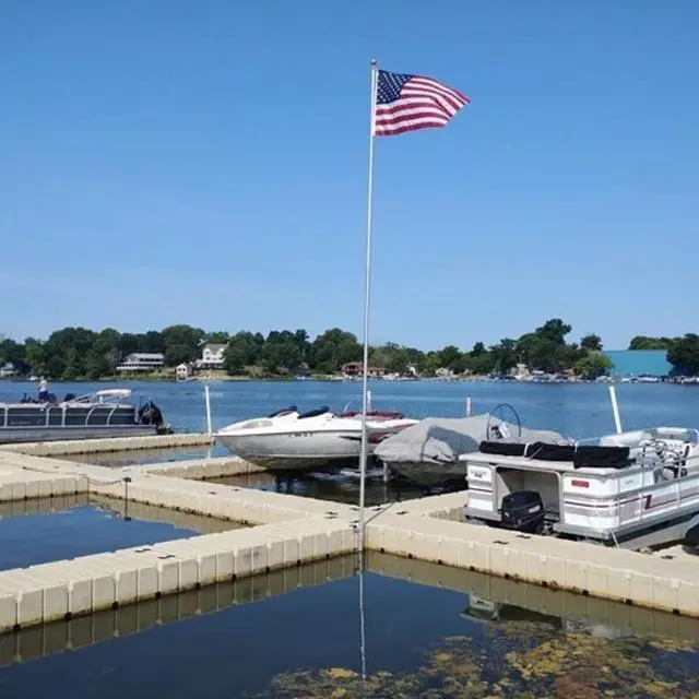 Alt view image 2 of 5 - Aluminum Flag Pole Bracket - Use Only with EZ Dock Interlocking System. Holds up to a 2" Diameter Flag Pole. Set Screw Holds Pole in Place. Connectors, Flag and Flag Pole Sold Separately