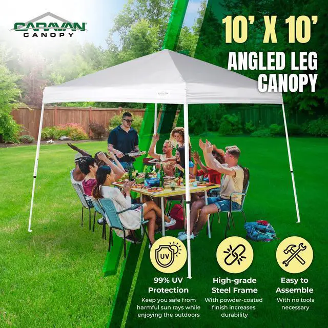 Alt view image 2 of 6 - Canopy V Series 2 10' x 10' Entry Level Angled Leg Instant Canopy, White