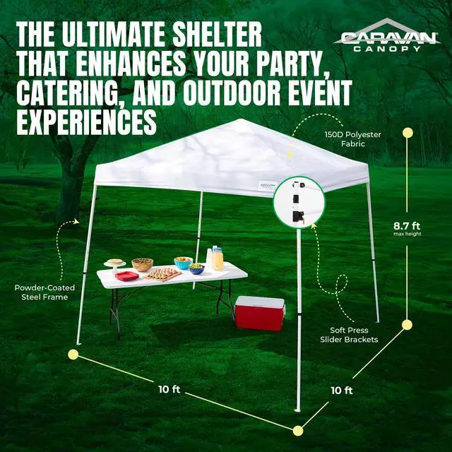 Alt view image 3 of 6 - Canopy V Series 2 10' x 10' Entry Level Angled Leg Instant Canopy, White