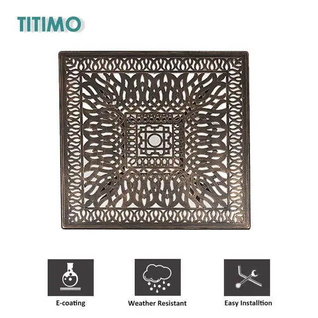 Alt view image 4 of 6 - 35.4" Outdoor Patio Bistro Dining Square Table Weather Resistant Cast Aluminum Conversation Table with 2.2" Umbrella Hole for Backyard, Garden, Poolside, Balcony(Retro)