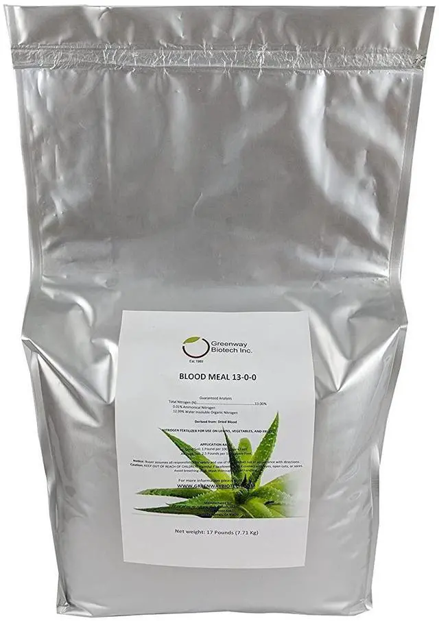 Main image of Blood Meal 13-0-0 for Flowers, Fruits, Vegetables Plants- Nitrogen Fertilizer Plant Food for Home Gardening - 2 X17 Pounds