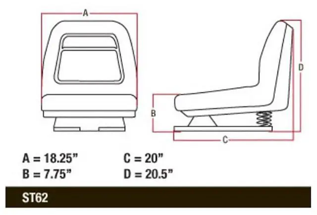 Alt view image 4 of 6 - One New Seat Made to Fit John Deere Models GT225 GT235 GT235E GT245 GX325 GX335 GX345 GX355 + (Yellow)