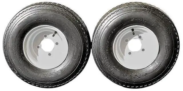 Main image of Antego Tire and Wheel (Set of 2) 5.70x8 Trailer Tire and Wheel Assemblies, White 4 Lug Trailer Tires and Wheels, 6 Ply, Load Range C