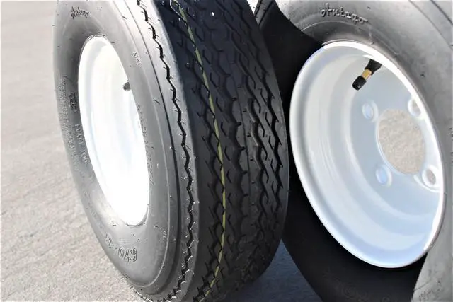 Alt view image 3 of 5 - Antego Tire and Wheel (Set of 2) 5.70x8 Trailer Tire and Wheel Assemblies, White 4 Lug Trailer Tires and Wheels, 6 Ply, Load Range C