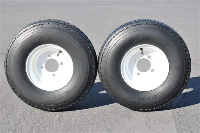 Alt view image 4 of 5 - Antego Tire and Wheel (Set of 2) 5.70x8 Trailer Tire and Wheel Assemblies, White 4 Lug Trailer Tires and Wheels, 6 Ply, Load Range C