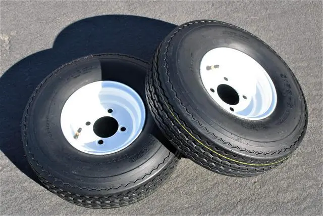 Alt view image 5 of 5 - Antego Tire and Wheel (Set of 2) 5.70x8 Trailer Tire and Wheel Assemblies, White 4 Lug Trailer Tires and Wheels, 6 Ply, Load Range C