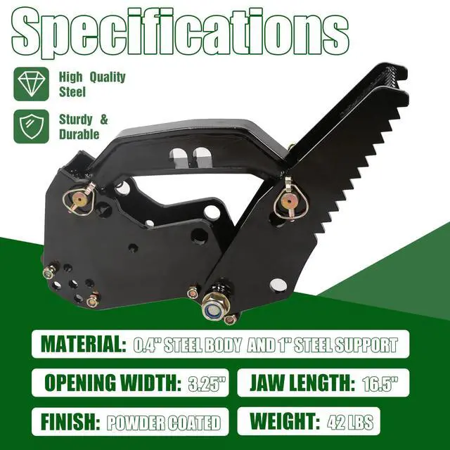 Alt view image 3 of 6 - Universal Backhoe Thumb Excavator Attachment Fit for 3.25" Boom Width Compatible with Kubota Woods Mahindra Deere JD Claw Tractor Black Powder Coated Steel Bolt On Durable Heavy Duty