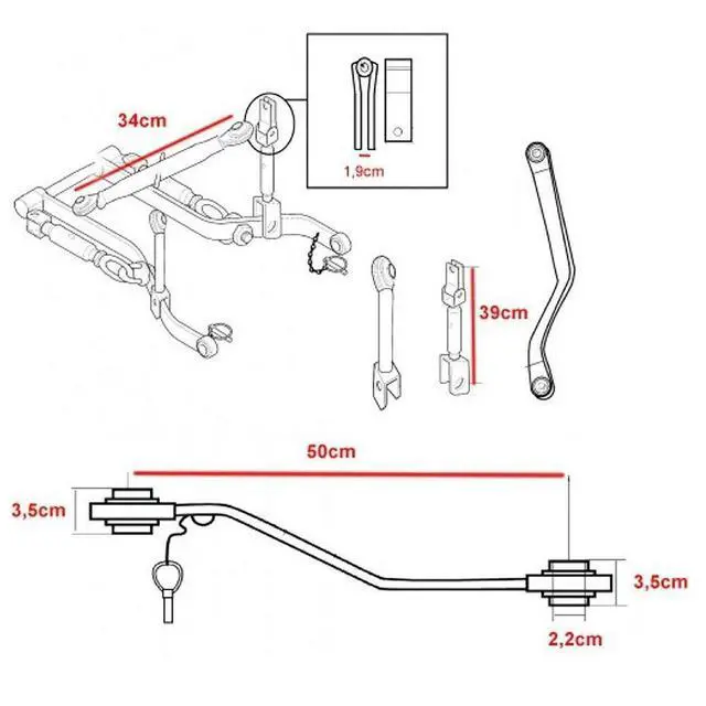 Alt view image 2 of 3 - 3 Point Hitch Kit for Kubota B Series Compact Tractor Category Cat 1 3PT K3PK