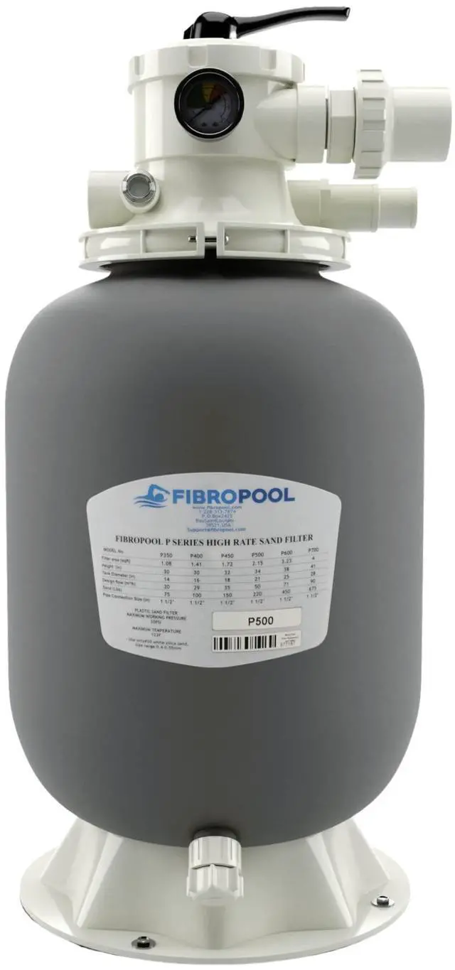 Main image of 14 in Pool Sand Filter 75 lb - Above Ground up to 3500 Gal - 6-Way Multiport Valve - 0.5 HP Compatible - Polypropylene - Tank Only