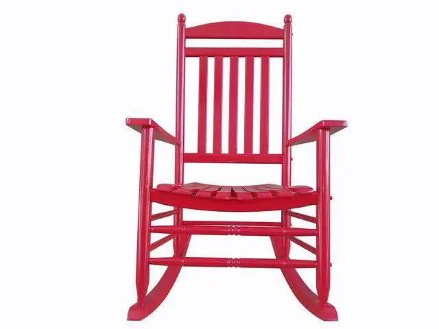 Alt view image 2 of 3 - Rocking Rocker-A040RD Red Wood Porch Rocker/Outdoor Rocking Chair -Easy to Assemble-Comfortable Size-Outdoor or Indoor Use