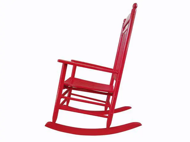 Alt view image 3 of 3 - Rocking Rocker-A040RD Red Wood Porch Rocker/Outdoor Rocking Chair -Easy to Assemble-Comfortable Size-Outdoor or Indoor Use