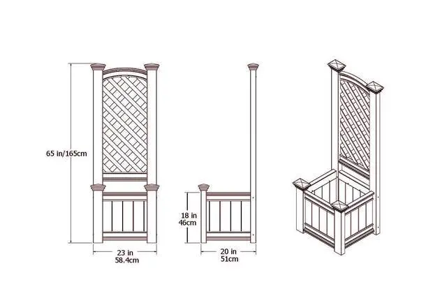 Alt view image 2 of 3 - Kensington 23"W x 20"L Vinyl Planter Box with Trellis