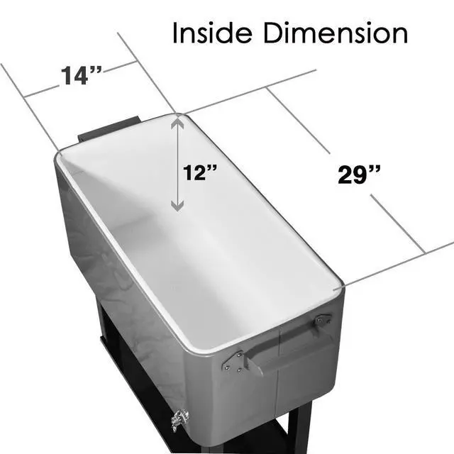 Alt view image 4 of 6 - 80 Quart Rolling Patio Cooler Ice Chest Beverage Cart, Party Drink Beverage Bar with Wheels with Shelf & Bottle Opener, Portable Outdoor Backyard Patio Deck Ice Tub Trolley