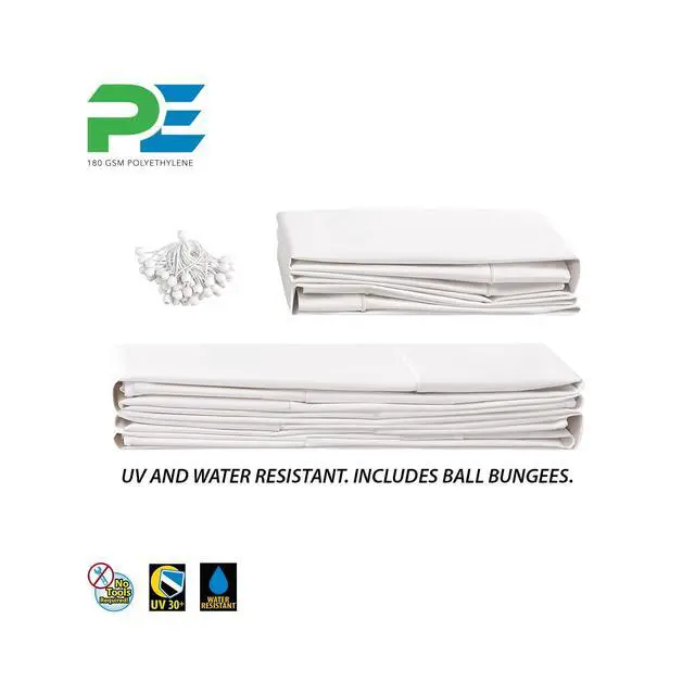 Alt view image 3 of 5 - 10ft x 20ft Canopy Enclosure Sidewall Kit w/Flaps, 2 Solid Sides, 2 Zippered Ends, 50 Ball Bungees, 180 GSM polyethylene, Fits 10ft 8in x 20ft Frames, Frame and Cover not Included, White
