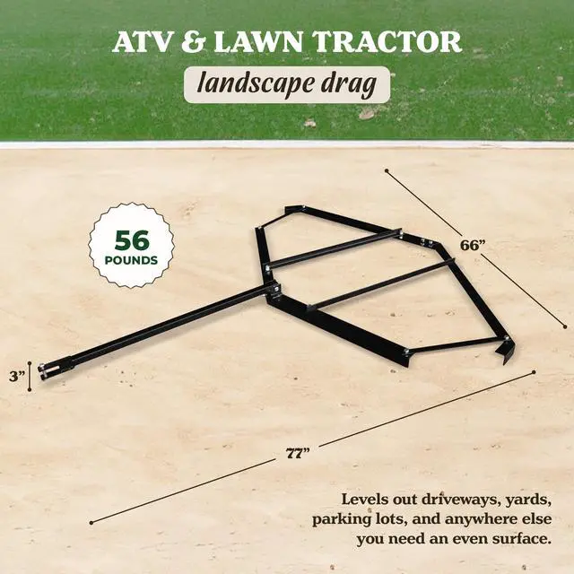 Alt view image 3 of 6 - 5.5 Foot ATV UTV Lawn Tractor Heavy Duty Durable Rust Resistant Steel Landscape Drag to Level Driveways, Lots, and Yards