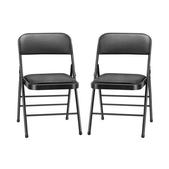 Alt view image 3 of 6 - Combo 8FT Folding Table with 2-Pack Folding Chairs Indoor Outdoor Heavy Duty Portable Folding Plastic Dining Table w/Handle, Lock for Picnic, Party, Camping - White (8ft)