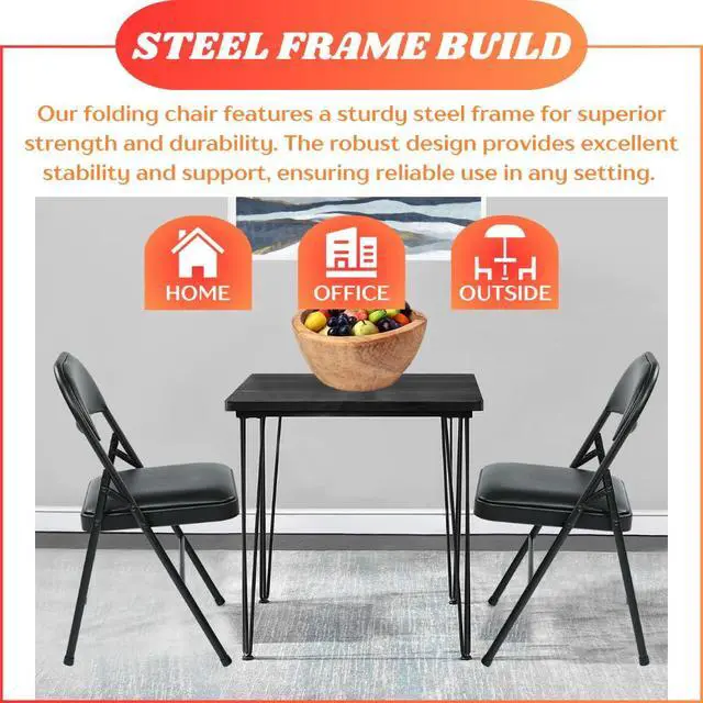 Alt view image 6 of 6 - Combo 8FT Folding Table with 2-Pack Folding Chairs Indoor Outdoor Heavy Duty Portable Folding Plastic Dining Table w/Handle, Lock for Picnic, Party, Camping - White (8ft)