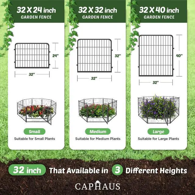 Alt view image 6 of 6 - Decorative Garden Fence, 40 Inch x 21 FT Heavy Duty Iron Fencing Landscape Patio Flower Bed Animal Barrier Border Edging Section, Panel Decor, Folding Wire Fence for Yard for Dog Outdoor