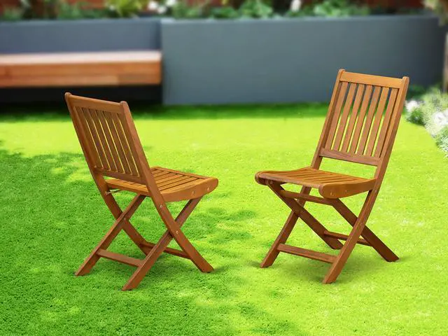 Alt view image 2 of 3 - BDKCWNA Dickinson Foldable Patio Dining Chairs - Acacia Wood, Set of 2, Natural Oil