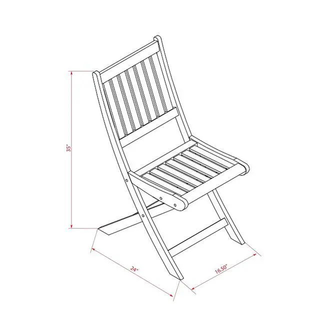 Alt view image 3 of 3 - BDKCWNA Dickinson Foldable Patio Dining Chairs - Acacia Wood, Set of 2, Natural Oil