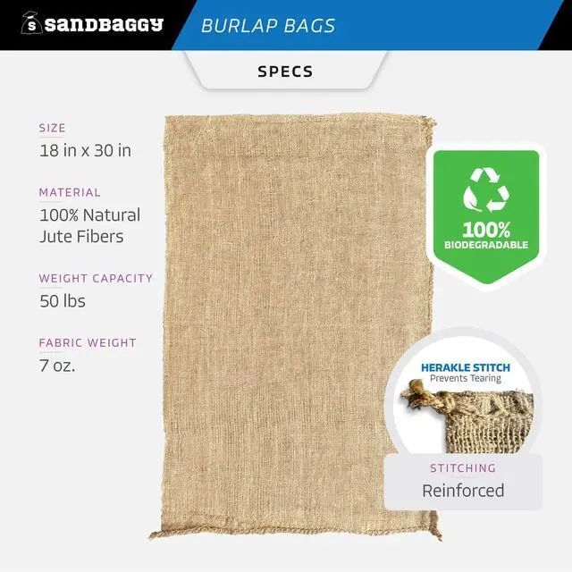 Alt view image 2 of 6 - Large Burlap Bags 18" x 30" - Burlap Bags for Planting/Gardening, Plant Covers by (Pack of 50)