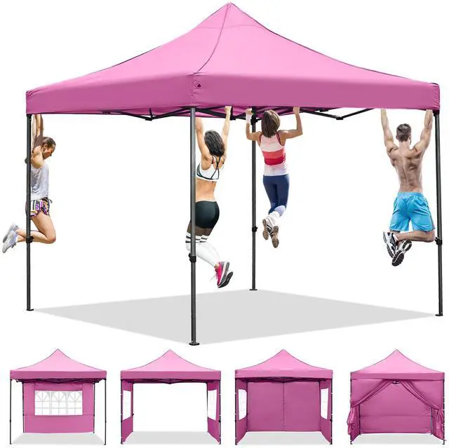 Main image of 10x10 Easy Set Up Camping Canopy, Pop Up Tent with 4 Piece Sidewalls, Easy Up Canopy for Events, Parties, Gatherings, Camping, Pink