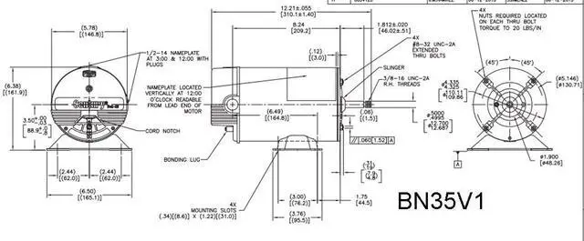 Alt view image 2 of 3 - Pool Pump Motor, 1-1/2 HP, 3450, 115/230V