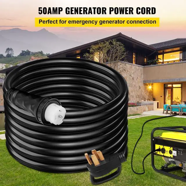 Alt view image 2 of 6 - 20 FT 50 Amp Generator Cord, STW 6/3 + 8/1 AWG Heavy Duty Extension Cord NEMA 14-50P & SS2-50R & CS6364 Twist Lock, for RV Camper and Generator to House