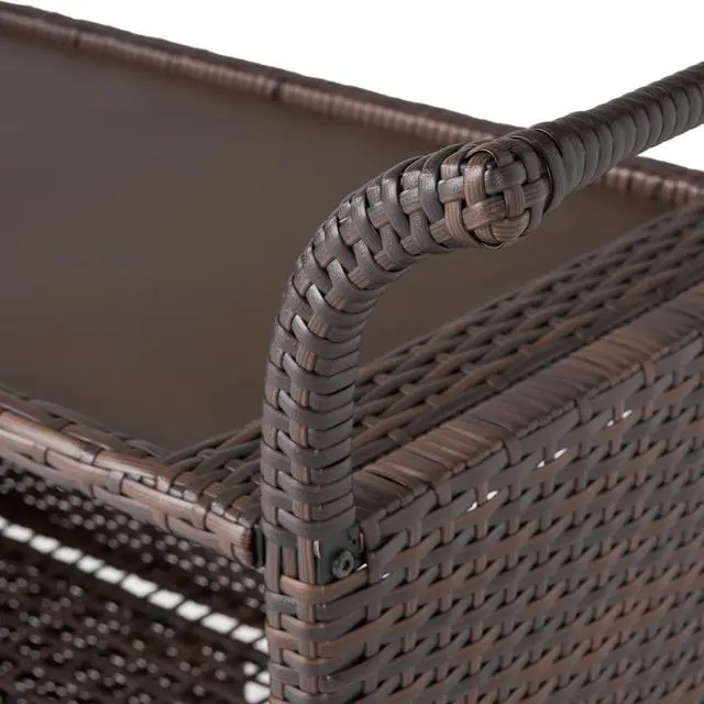 Alt view image 5 of 6 - Corona Outdoor Wicker Bar Table Cart, Multibrown