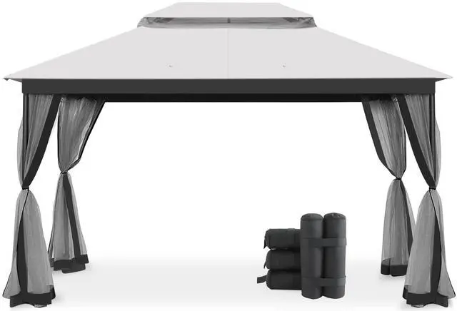 Main image of 10x13 Gazebos for Patios with 4 Sandbags, Waterproof Gazebo Canopy with Netting Screen Walls, Outdoor Gazebo for Garden, Backyard, Deck, and Lawns (Gray)