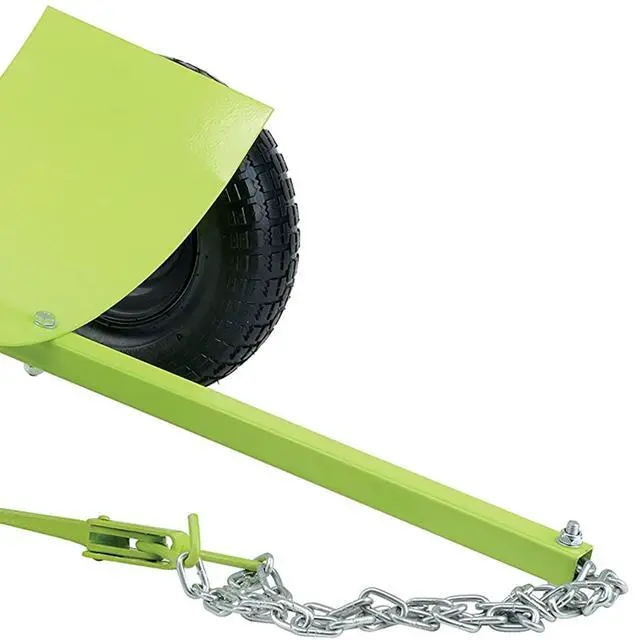 Alt view image 3 of 3 - TMW-70 Heavy Duty Steel Log Skate Towing Attachment with Dual Chains, 1 Load Binder, and 12 Inch Pneumatic Tires for Off Road Terrain