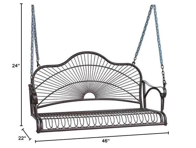 Alt view image 5 of 5 - Iron Bronze Hanging Porch Swing