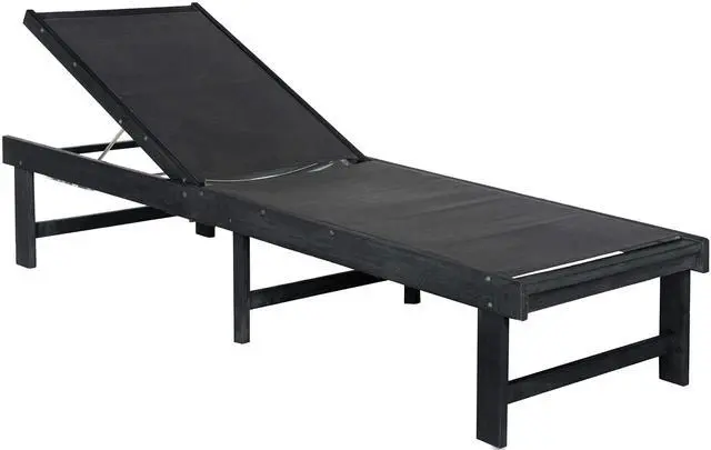Main image of Outdoor Collection Manteca Dark Slate Grey Solid Wood/Dark Grey Texline Fabric Adjustable Chaise Lounge Chair (PAT6708K)
