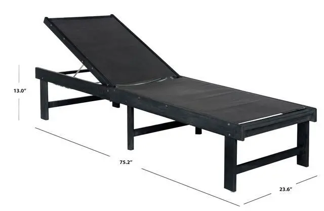Alt view image 3 of 6 - Outdoor Collection Manteca Dark Slate Grey Solid Wood/Dark Grey Texline Fabric Adjustable Chaise Lounge Chair (PAT6708K)