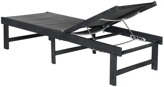 Alt view image 4 of 6 - Outdoor Collection Manteca Dark Slate Grey Solid Wood/Dark Grey Texline Fabric Adjustable Chaise Lounge Chair (PAT6708K)