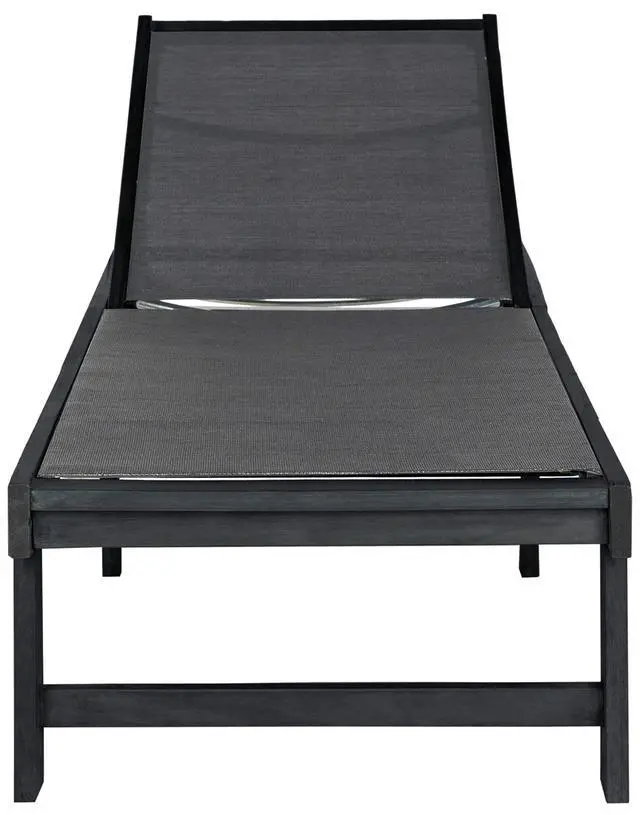 Alt view image 6 of 6 - Outdoor Collection Manteca Dark Slate Grey Solid Wood/Dark Grey Texline Fabric Adjustable Chaise Lounge Chair (PAT6708K)
