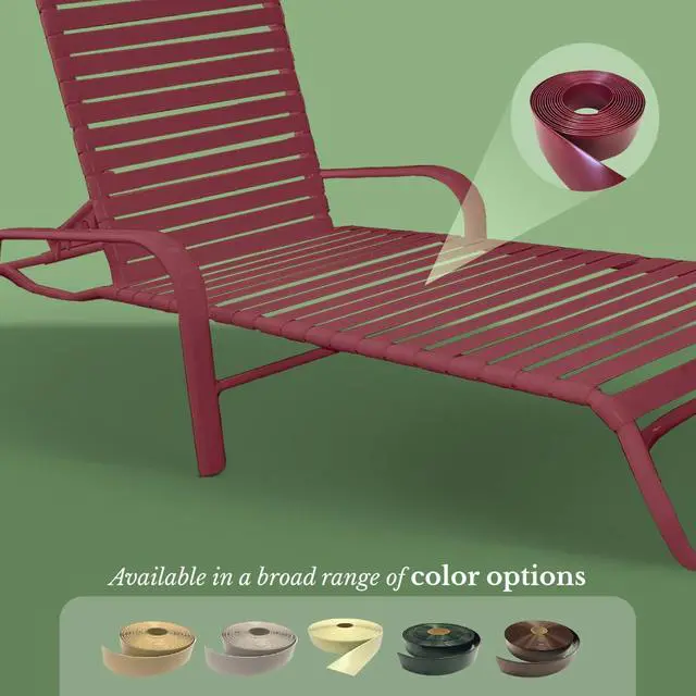 Alt view image 5 of 6 - 1.5" Wide x 200' Roll Vinyl Strap for Patio Chairs, Lawn Furniture, and Deck Chairs, Make Your Own Replacement Straps, (Burgundy)