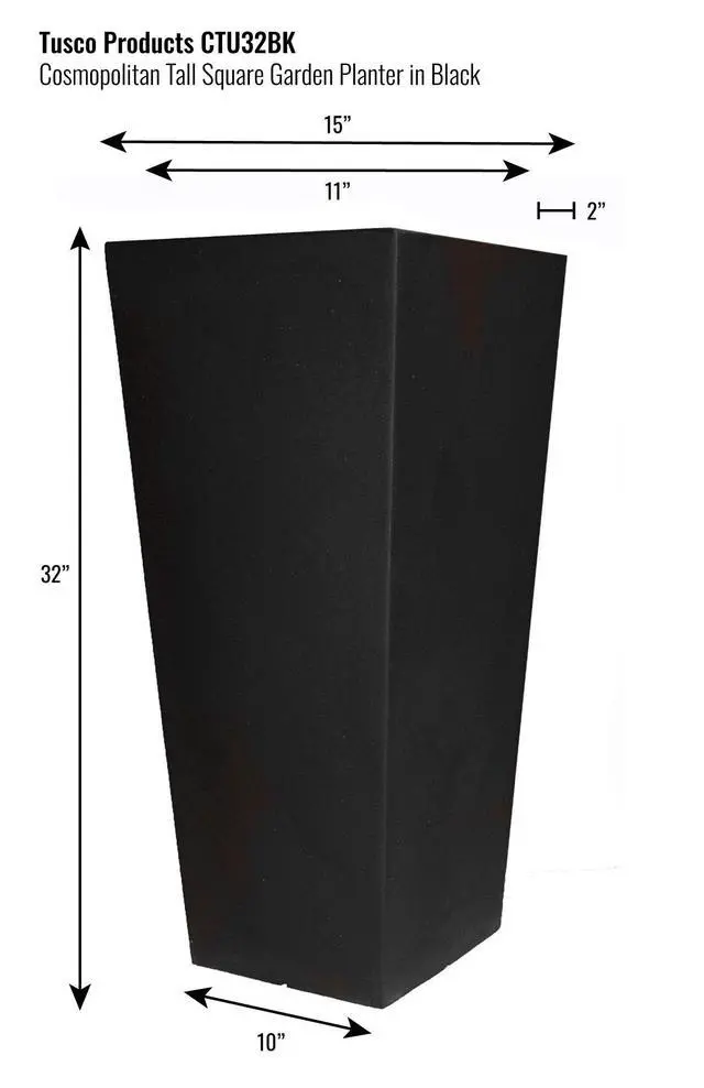 Alt view image 2 of 2 - CTU32BK Cosmo Tall Planter, Black, 32-Inch