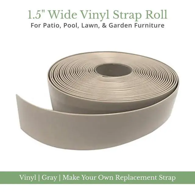 Alt view image 2 of 6 - 1.5" Wide x 200' Roll Vinyl Strap for Patio Chairs, Lawn Furniture, and Deck Chairs, Make Your Own Replacement Straps, (Gray)