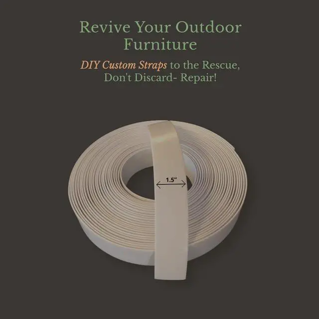 Alt view image 5 of 6 - 1.5" Wide x 200' Roll Vinyl Strap for Patio Chairs, Lawn Furniture, and Deck Chairs, Make Your Own Replacement Straps, (Gray)
