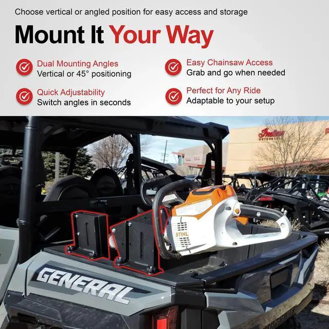 Alt view image 3 of 6 - Polaris Ranger and General Chainsaw Mount R-3012 Made in USA R-3012 Patent Pending