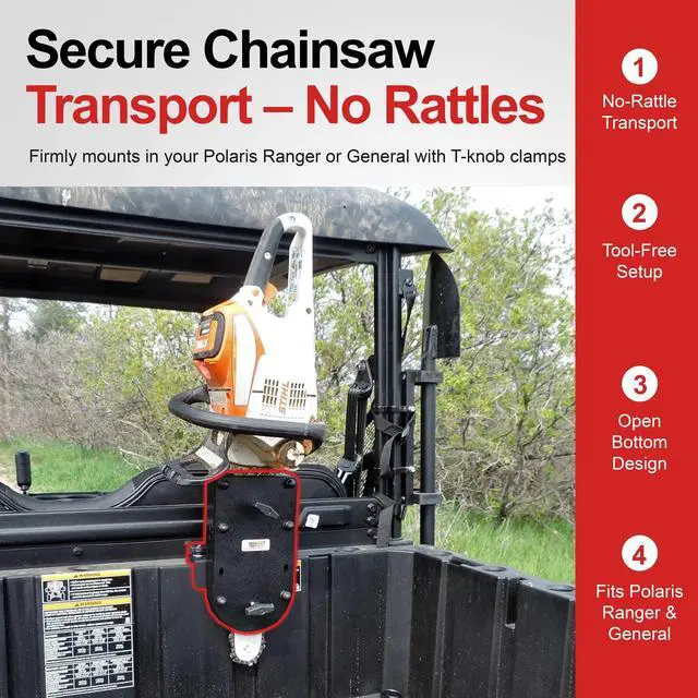 Alt view image 4 of 6 - Polaris Ranger and General Chainsaw Mount R-3012 Made in USA R-3012 Patent Pending