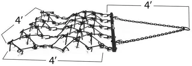 Main image of Heavy Duty Drag Harrow 4 FT x 4 FT Leveling Grading Steel Mesh, 3/8in Tines, Tow Behind Agricultural-Style Drag
